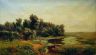 Полдень. Пейзаж с рекой и рыбачком. 1860-е